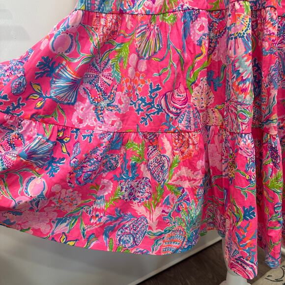 Lilly Pulitzer NWT Kawai Flutter Sleeve Tiered Swing Dress Pink Seashell Preppy - Picture 5 of 9